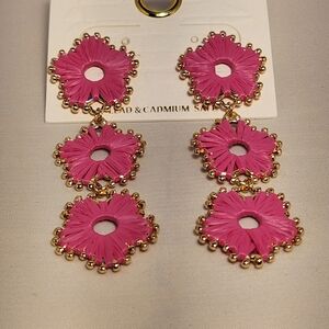 Pink and Gold Statement Earrings